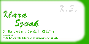 klara szvak business card